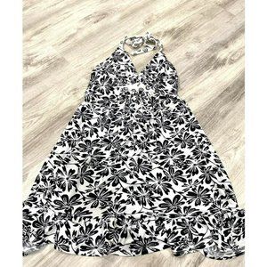 tropical open back dress